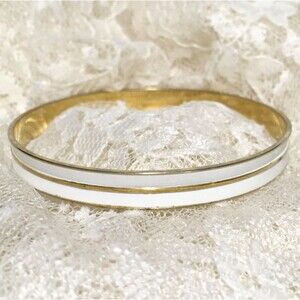 Vintage Monet Enameled Bangle Bracelet Gold tone 80s 90s Jewelry